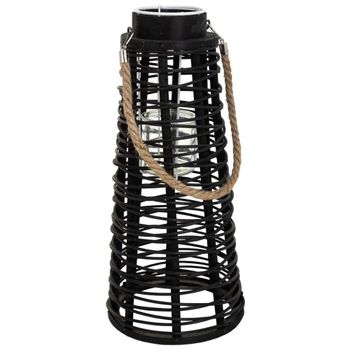 Farol portavelas de ratán negro d20x44