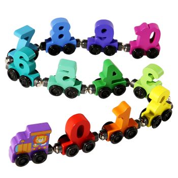 Número de juguete de tren de madera magnético Digital, bloques de construcción coloridos, coordinación mano-ojo educativa, tren Digital magnético