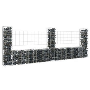 Cesta De Gaviones | Gavión Para Piedras | Gavión Decorativo Forma De U 3 Postes De Hierro 260x20x100 Cm Cfw643998