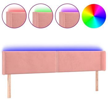 Cabecero Con Led De Terciopelo Rosa 203x16x78/88 Cm