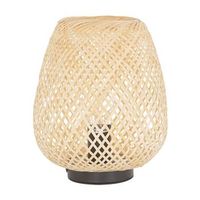 lampara de mesa de madera marron claro de bambu trenzada 30 cm accesorio hogar boho bomu