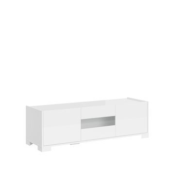 Meuble De Tv 3 Puertas 130x40x40 Cm Riflesso Blanco Brillante