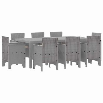 Conjunto De Comedor De Jardín 9 Uds. Gris Claro Polipropileno Vidaxl