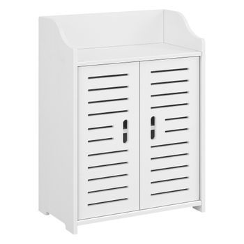 Mueble Para Baño - 62 X 45 X 25 Cm - Mueble Auxiliar Para Baño - Con 2 Puertas Y Con Estante - Wpc - Blanco [en.casa]