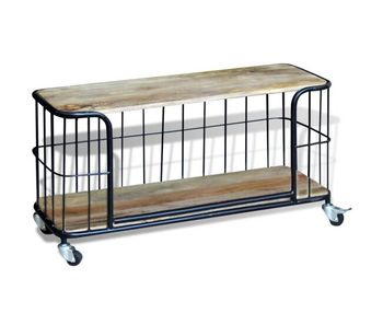 Mueble tv - mesa de tv de madera maciza de mango 100x40x45 cm