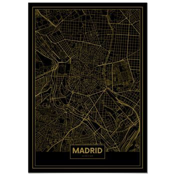 Panorama Cuadro De Aluminio Mapa Oro De Madrid 70x100 Cm