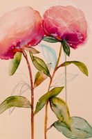 cuadro y pintura flores palma peonia impresion sobre lienzo 60x90cm