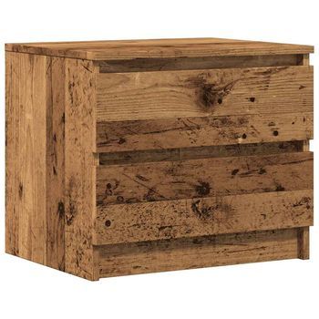 Mesita De Noche | Mesilla De Noche Madera De Ingeniería Envejecida 50x40x43.5 Cm
