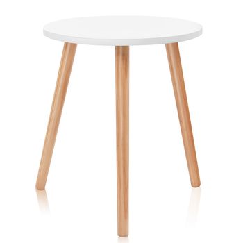 Costway Mesa Baja Redonda Moderna para Salón Pequeños Espacios Dormitorio Balcón Blanco 40 x 40 x 48 cm