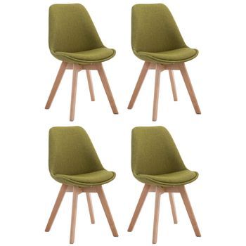 Set De 4 Sillas Borneo Para Comedor En Tela Verde 55x48x84 Cm Clp