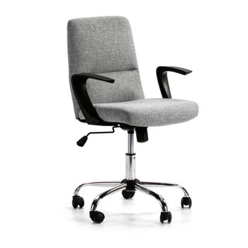 Sillón de oficina elevable y reclinable tapizado con tela gris claro