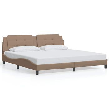 Estructura De Cama Sin Colchón Zadar Cuero Sintético Capuchino 200x200cm Vidaxl