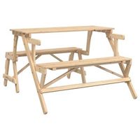 mesa de jardin  mesa de picnic bancos 2 en 1 convertible madera maciza abeto