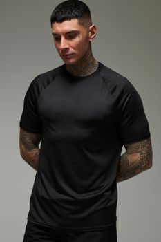 Camiseta Tall Man Active Regular Ligera Essentials Para El Gimnasio De Ranglán, Negro