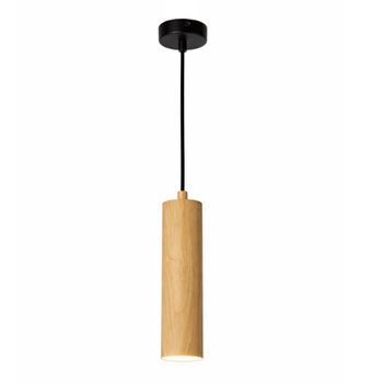 Lámpara de techo tubo aluminio efecto madera D.20 cm