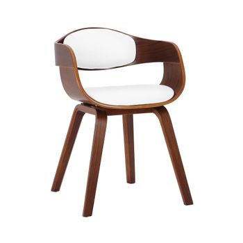 Silla de madera con asiento en Simil cuero Nogal/blanco
