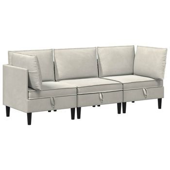 Juego De Muebles De Salón 3 Uds. Crema Terciopelo Vidaxl