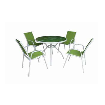Mesa 100+4 Sillon Africa Verde Conjunto