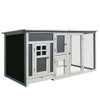 pawhut gallinero exterior madera con corredor techo abatible y bandeja extraible jaula para gallinas animales pequenos pollo 160x75x80cm   aosom espana