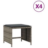4 uds taburetes de jardin  otomana de jardin  reposapies de jardin con cojines ratan pe gris 40x40x35 cm
