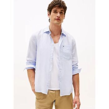 Tommy Hilfiger Camisa manga larga MW0MW39425 PIECE DYE-C10 BREEZY BLUE para hombre