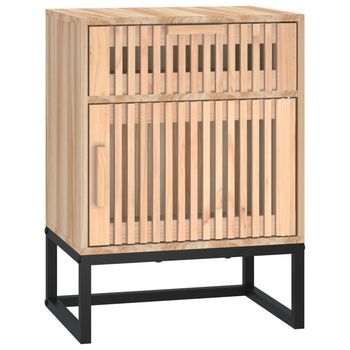 Mesita De Noche | Mesa Auxiliar | Mesilla Hierro Y Madera Contrachapada 40x30x55,5 Cm