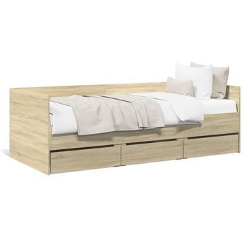 Tumbona Con Cajones Madera Ingeniería Roble Sonoma 75x190 Cm