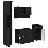 juego de muebles de bano 4 uds negro 35 x 30 x 192 cm vidaxl