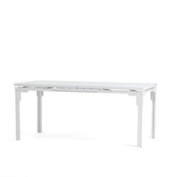 Mesa Extensible De Jardín 180/240x90 Cm En Acero Y Tapa Efecto Madera - Thomas Xl Blanco