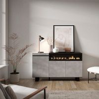 aparador efecto madera cemento 150x35x87cm chimenea efecto fuego