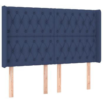 Cabecero Cama Mueble De Dormitorio Con Led De Tela 163 X 16 X 118/128 Cm Azul M02_0000408