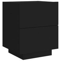mesita de noche con cajones y luces led rgb 45 x 40 x 55 cm en madera contrachapada negra dec032786