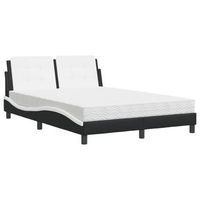 cama con colchon zadar cuero sintetico negro y blanco 140x200 cm vidaxl