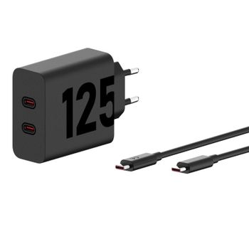 Motorola Turbopower Cargador 125W Doble Puerto USB-C Carga Rápida Con Cable 1m