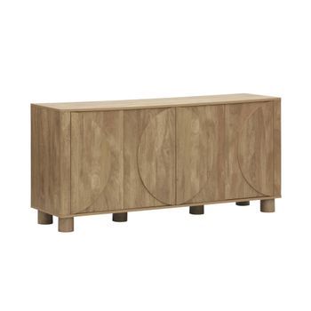 Aparador Efecto Madera Con 4 Puertas, 155cm, Efecto Madera Miel