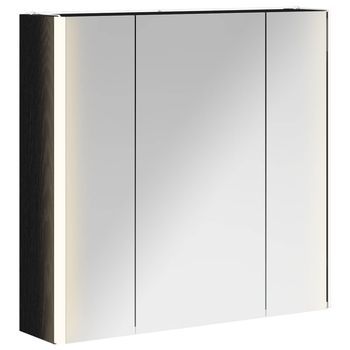 Armario Con Espejo De Baño | Mueble De Baño Roble Negro 63,5 X 15,5 X 60,5 Cm