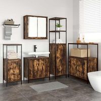 vidaxl juego de muebles de bano 5 uds roble ahumado y negro
