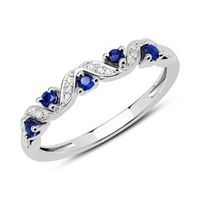 14 quilates anillo oro blanco diamantes y zafiros