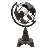 lampara de mesa de metal marron con forma de mapamundi 24x20x40 cm