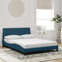 cama matrimonial  cama para adultos  estructura de cama con cabecero terciopelo azul 140x190 cm cfw90590