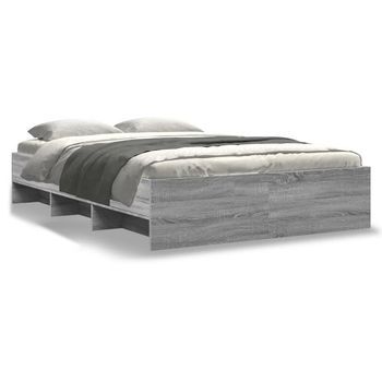 Cama De Matrimonio | Cama De Adulto | Estructura De Cama Madera De Ingeniería Gris Sonoma 120x200 Cm
