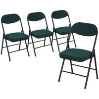 homcom lote de 4 sillas plegables sillas de comedor portatiles con asientos y respaldos acolchados en terciopelo acanalado azul