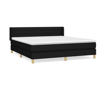 Cama box spring con colchón tela negro 180x200 cm rayas horizontales