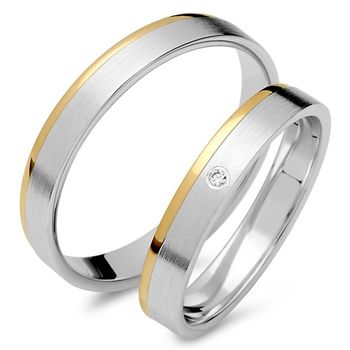 Alianzas 14 quilates oro blanco amarillo con diamante