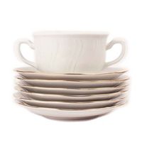 juego de boles 24 piezas consome de porcelana blanca  lubeck 12 boles consome con asas 35 cl 12 platillos para tazas con filo de oro