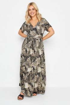 Yours Vestido Maxi Verde De Hojas, Mujer Curvy Y Tallas Grandes, Yours