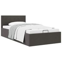 cama canape hidraulica almacenaje tela gris oscuro 100x200 cm vidaxl