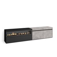 mueble tv efecto madera cemento 200x35x45cm chimenea efecto fuego