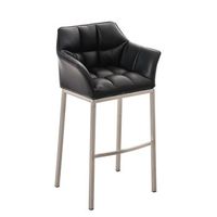 taburete de bar damaso cuero sintetico con base de cuatro patas simil cuero negro 48x64x110 cm clp