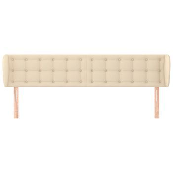 Cabecero Cama Mueble De Dormitorio De Tela 183 X 23 X 78/88 Cm Crema M02_0007371